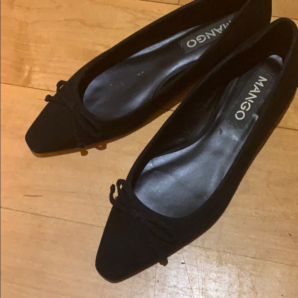 Mango square toe ballet shoes in black